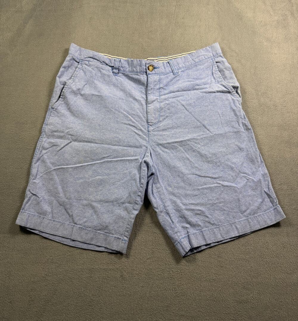 Tommy Hilfiger Chino Shorts Men Size 36 Blue Chambray Heathered Flat Front